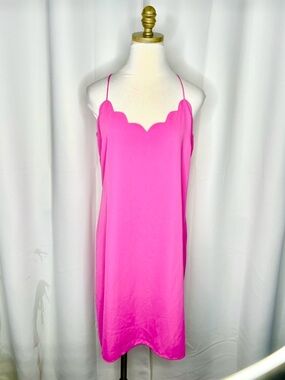 J.CREW SCALLOPED NECK RACERBACK SLIP DRESS